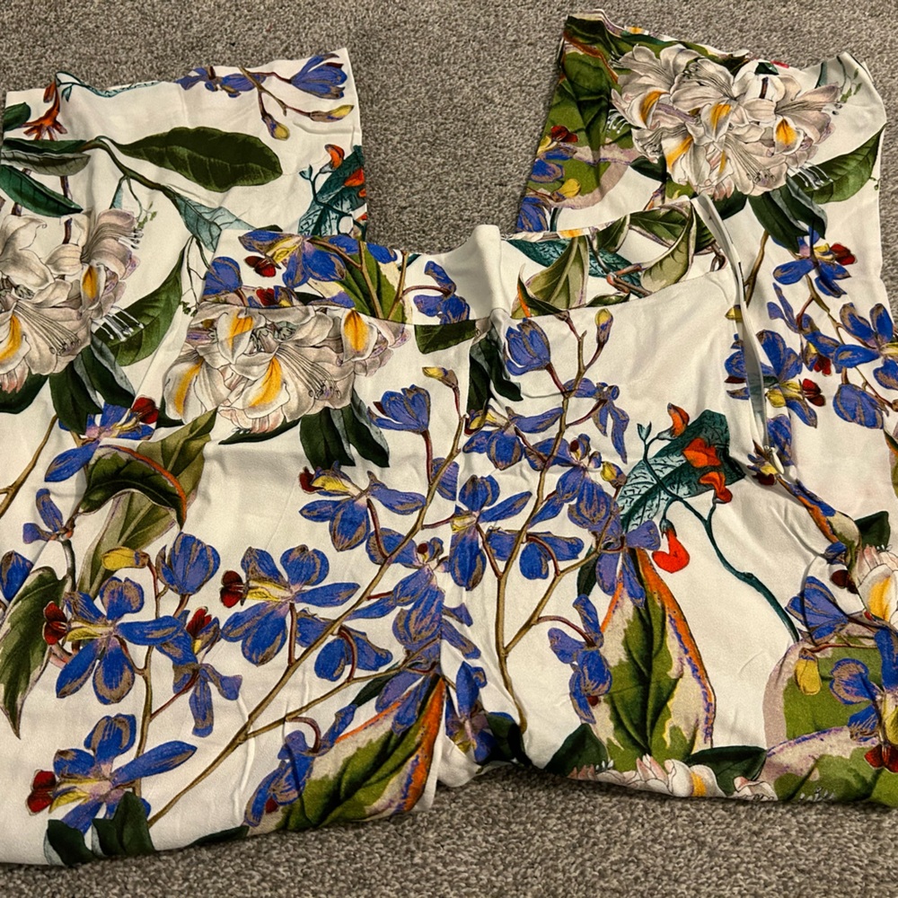 Zara New Floral Wide Leg Pants